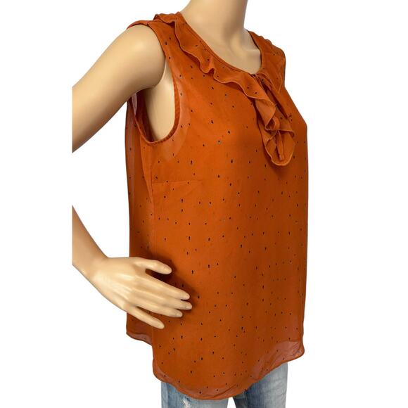 Cabi Sprinkle Ruffle Top Orange Sleeveless Double Layer #3764 Size M - Picture 4 of 12
